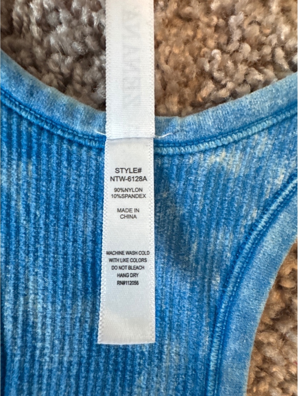 L/XL Zenana Blue Ribbed Racerback Crop Top - Picture 4 of 6